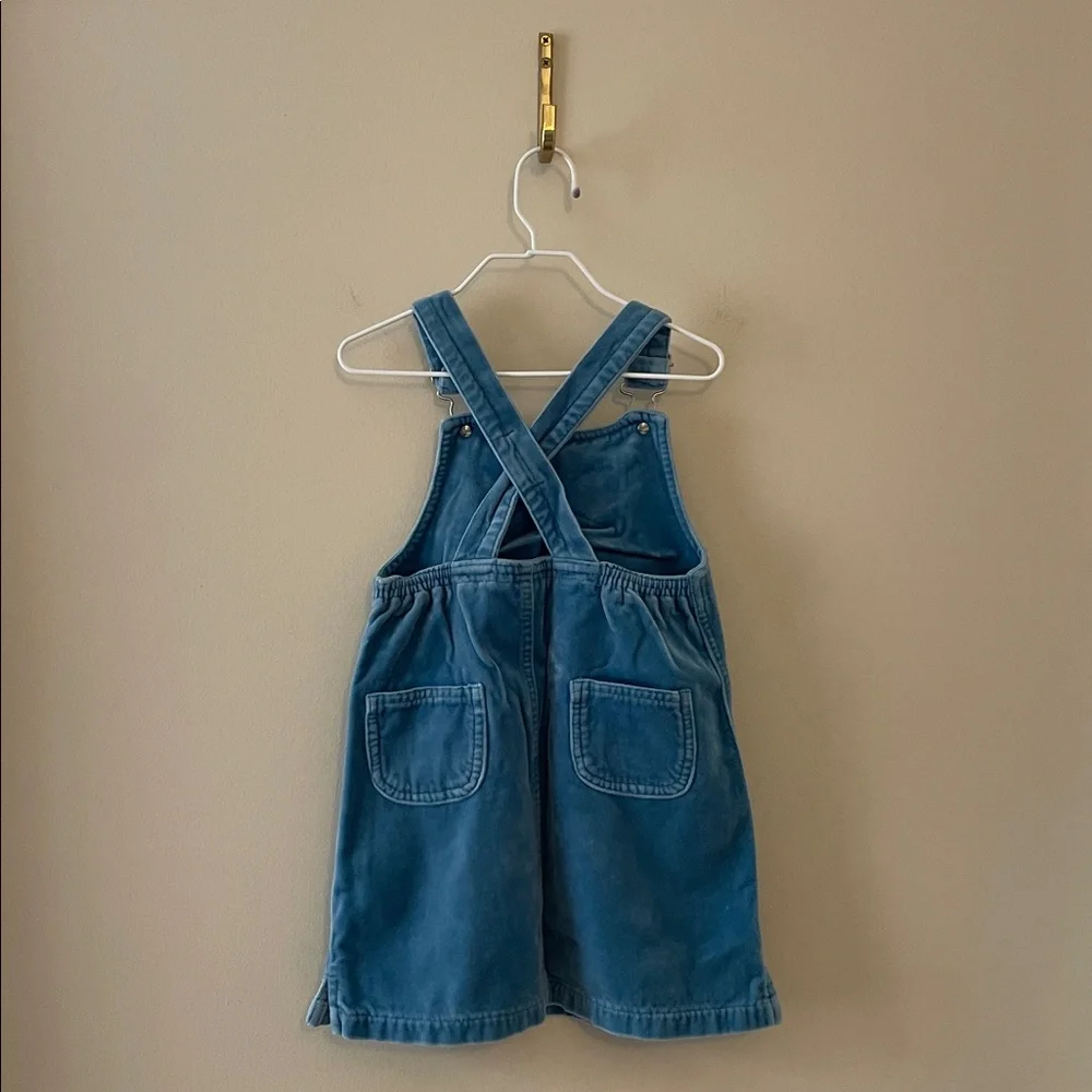 BABY GAP Kids Vintage 2002 Y2K Velvet Jumper Overall Dress in Blue Size 3T